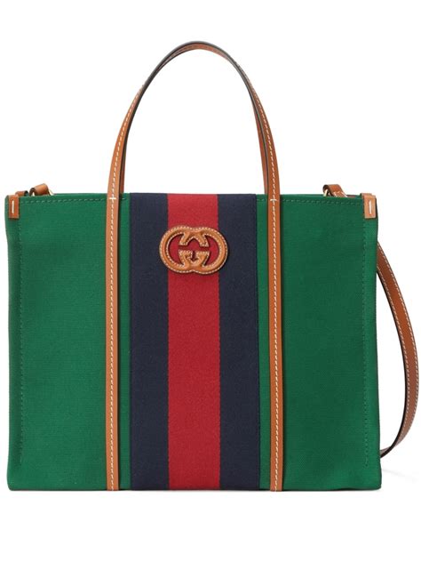 gucci shoulder bag with green stripe|Gucci zipper tote.